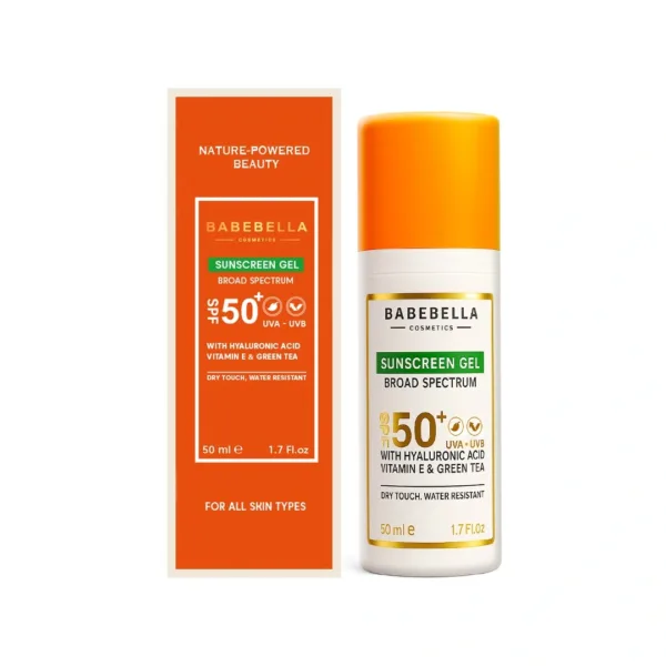 Babebella MATTE-FINISH HYALURONIC SUNSCREEN GEL SPF50+ – Product Bottle with Packaging