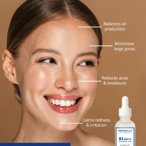 Babebella Niacinamide Serum Applied to Skin – Brightening Face Care