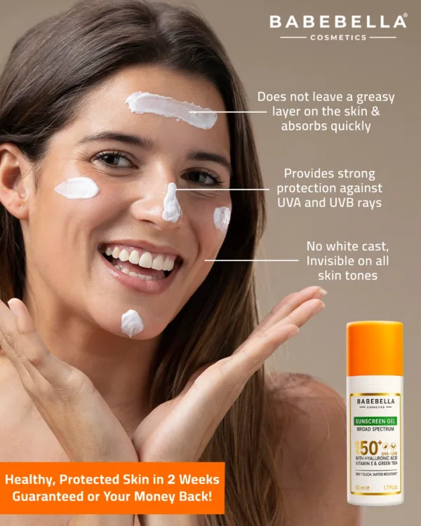 Babebella Sunscreen SPF50 – Applied on Face for Sun Protection