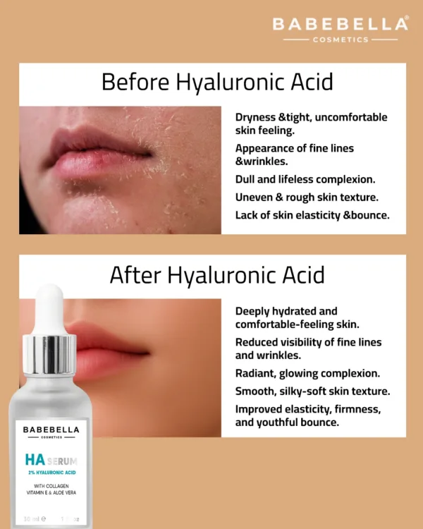 Babebella Hyaluronic Acid Serum 2% – Before and After Hydration Results