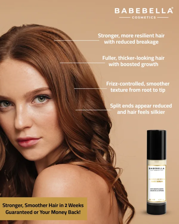 Babebella Hair Serum Applied to Hair Ends – Heat Protection