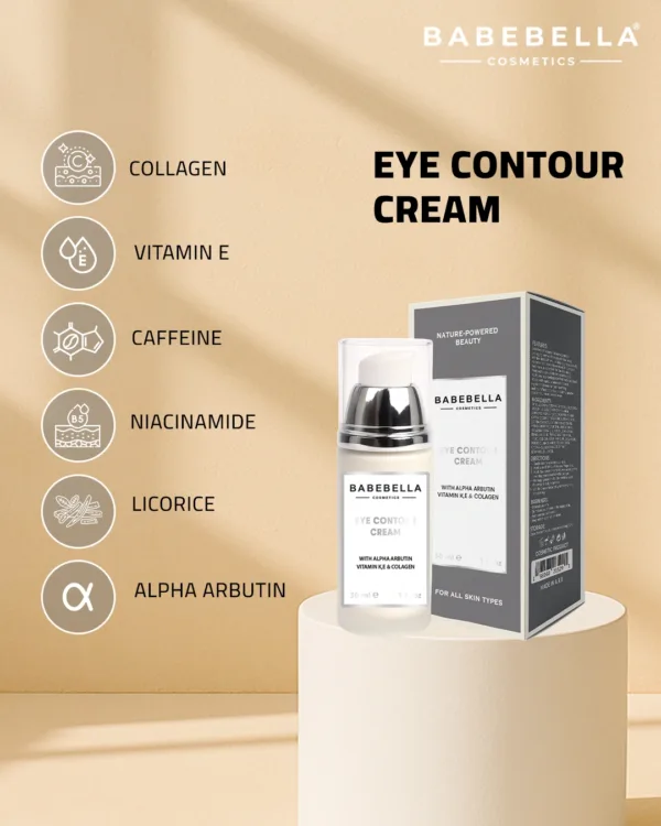 Babebella Eye Contour Cream – Alpha Arbutin, Caffeine & Peptide Ingredients