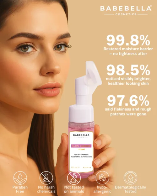 Babebella Facial Foam Cleanser – 99% Effectiveness for Dry Skin